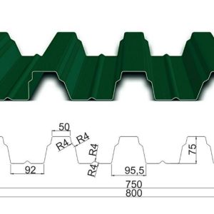 Профнастил Н-75 / 0.8 мм / Алмет / RAL